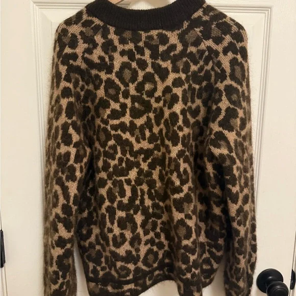 NWOT Sezane Noah Wool-Blend Cardigan in Leopard Animal Print Cardigan SZ S - Picture 7 of 10
